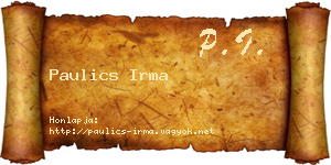 Paulics Irma névjegykártya